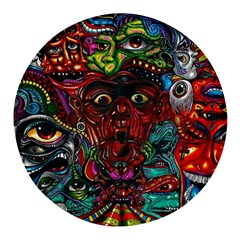 Somewhere Near Oblivion Nightmares Acid Colors Psychedelic Round Glass Fridge Magnet (4 Pack) by Sarkoni