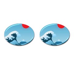 Minimalism Great Wave Off Kanagawa Cufflinks (oval)