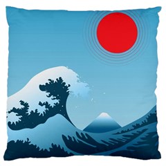 Minimalism Great Wave Off Kanagawa Large Premium Plush Fleece Cushion Case (one Side)