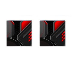 Gamer Tech Black Mesh Red Modern Shape Texture Geometric Pattern Cufflinks (square)