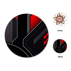 Gamer Tech Black Mesh Red Modern Shape Texture Geometric Pattern Playing Cards Single Design (round) by Sarkoni