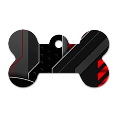 Gamer Tech Black Mesh Red Modern Shape Texture Geometric Pattern Dog Tag Bone (one Side)