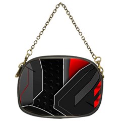 Gamer Tech Black Mesh Red Modern Shape Texture Geometric Pattern Chain Purse (one Side)