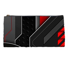 Gamer Tech Black Mesh Red Modern Shape Texture Geometric Pattern Pencil Case