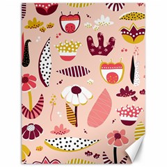 Scandinavian Flat Floral Background Coral Pink White Black Gold Pattern Canvas 12  X 16 