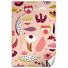 Scandinavian Flat Floral Background Coral Pink White Black Gold Pattern Canvas 24  X 36  by Sarkoni