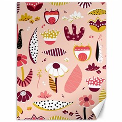 Scandinavian Flat Floral Background Coral Pink White Black Gold Pattern Canvas 36  X 48 