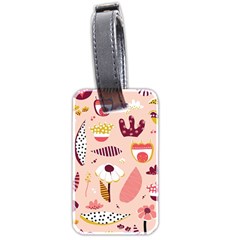 Scandinavian Flat Floral Background Coral Pink White Black Gold Pattern Luggage Tag (two Sides)