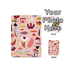 Scandinavian Flat Floral Background Coral Pink White Black Gold Pattern Playing Cards 54 Designs (mini)