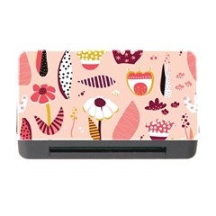 Scandinavian Flat Floral Background Coral Pink White Black Gold Pattern Memory Card Reader With Cf by Sarkoni
