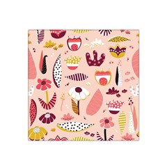 Scandinavian Flat Floral Background Coral Pink White Black Gold Pattern Satin Bandana Scarf 22  X 22 