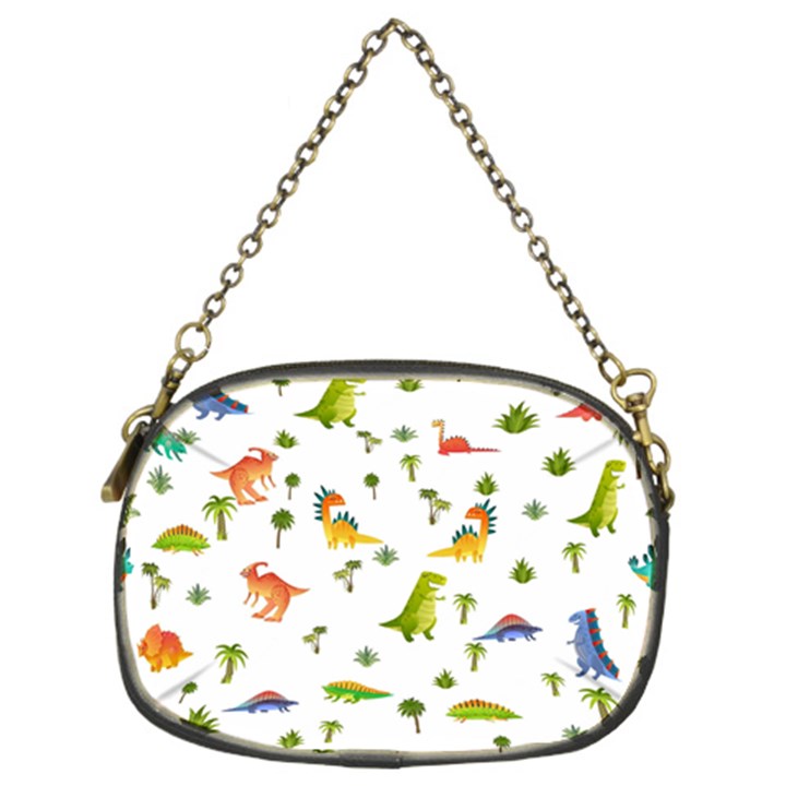 Baby Dino Seamless Pattern Chain Purse (Two Sides)
