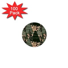 Christmas Vector Seamless Tree Pattern 1  Mini Buttons (100 Pack)  by Sarkoni