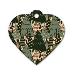 Christmas Vector Seamless Tree Pattern Dog Tag Heart (one Side)