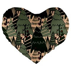 Christmas Vector Seamless Tree Pattern Large 19  Premium Flano Heart Shape Cushions