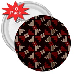 Oriental Dragon Motif Pattern 3  Buttons (10 Pack) 