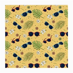 Seamless Pattern Of Sunglasses Tropical Leaves And Flowers Medium Glasses Cloth (2 Sides)