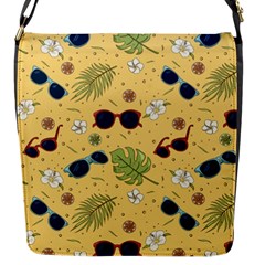 Seamless Pattern Of Sunglasses Tropical Leaves And Flowers Flap Closure Messenger Bag (s)