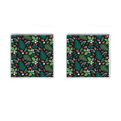 Pattern Forest Leaf Flower Motif Cufflinks (square)