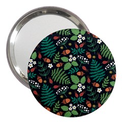 Pattern Forest Leaf Flower Motif 3  Handbag Mirrors