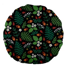 Pattern Forest Leaf Flower Motif Large 18  Premium Flano Round Cushions