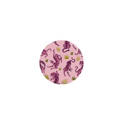 Pink Tigers And Tropical Leaves Patern 1  Mini Magnets by Sarkoni