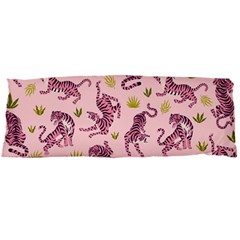 Pink Tigers And Tropical Leaves Patern Body Pillow Case Dakimakura (two Sides)