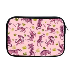 Pink Tigers And Tropical Leaves Patern Apple Macbook Pro 17  Zipper Case