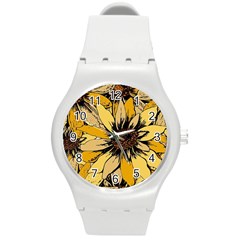 Colorful Seamless Floral Pattern Round Plastic Sport Watch (m)