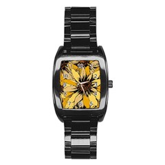 Colorful Seamless Floral Pattern Stainless Steel Barrel Watch