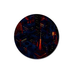 Architecture City Pixel Art Rubber Coaster (round) by Sarkoni