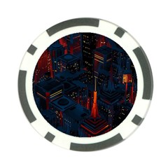 Architecture City Pixel Art Poker Chip Card Guard by Sarkoni