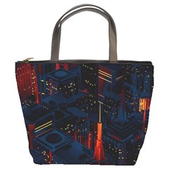 Architecture City Pixel Art Bucket Bag