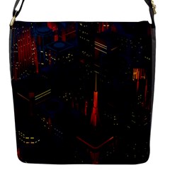 Architecture City Pixel Art Flap Closure Messenger Bag (s)