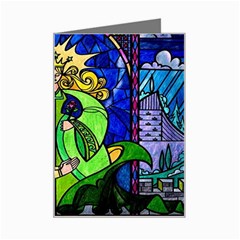 Beauty And The Beast Stained Glass Rose Mini Greeting Card by Sarkoni