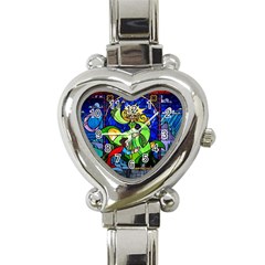 Beauty And The Beast Stained Glass Rose Heart Italian Charm Watch