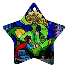 Beauty And The Beast Stained Glass Rose Star Ornament (two Sides)