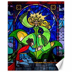 Beauty And The Beast Stained Glass Rose Canvas 11  X 14 