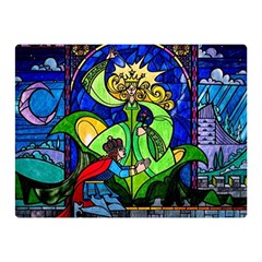 Beauty And The Beast Stained Glass Rose Two Sides Premium Plush Fleece Blanket (mini)