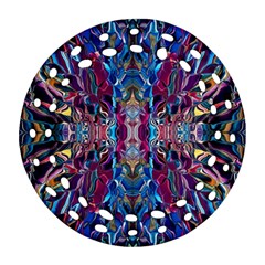 Cobalt Blend Round Filigree Ornament (two Sides) by kaleidomarblingart