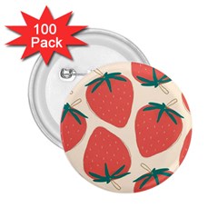 Seamless Strawberry Pattern Vector 2 25  Buttons (100 Pack)  by Grandong