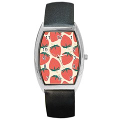 Seamless Strawberry Pattern Vector Barrel Style Metal Watch by Grandong