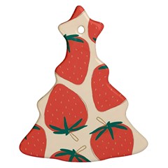 Seamless Strawberry Pattern Vector Christmas Tree Ornament (two Sides) by Grandong