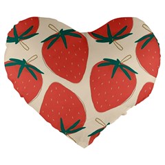 Seamless Strawberry Pattern Vector Large 19  Premium Flano Heart Shape Cushions by Grandong