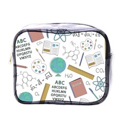 School Subjects And Objects Vector Illustration Seamless Pattern Mini Toiletries Bag (one Side) by Grandong