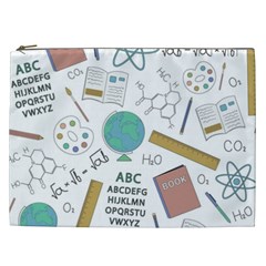 School Subjects And Objects Vector Illustration Seamless Pattern Cosmetic Bag (XXL)