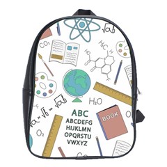 School Subjects And Objects Vector Illustration Seamless Pattern School Bag (XL)