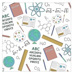 School Subjects And Objects Vector Illustration Seamless Pattern Square Satin Scarf (36  x 36 )