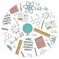 School Subjects And Objects Vector Illustration Seamless Pattern Round Trivet