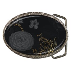 Dark And Gold Flower Patterned Belt Buckles